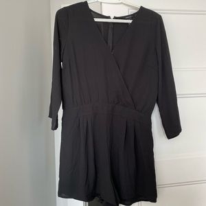 Black overlay long sleeve romper
